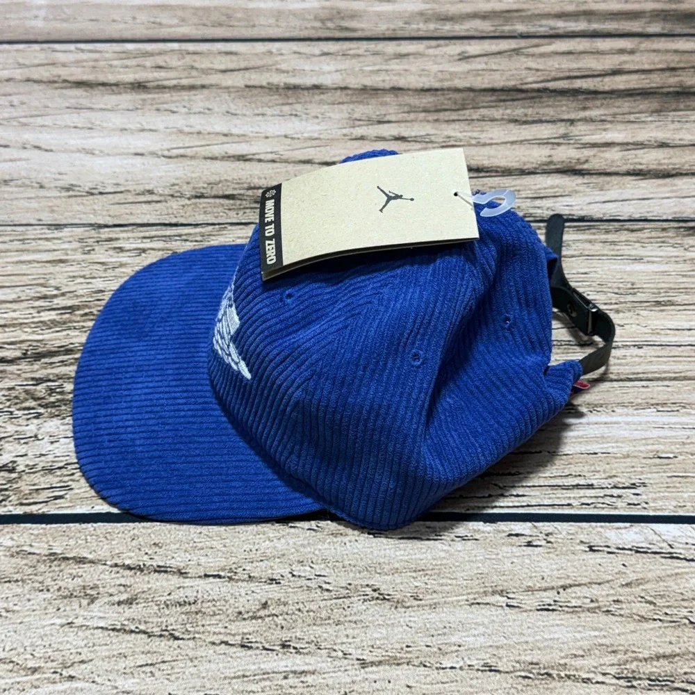 Nike Air Jordan Hat S/M Blue Corduroy Basketball Wings Strapback IB3937-485 NEW